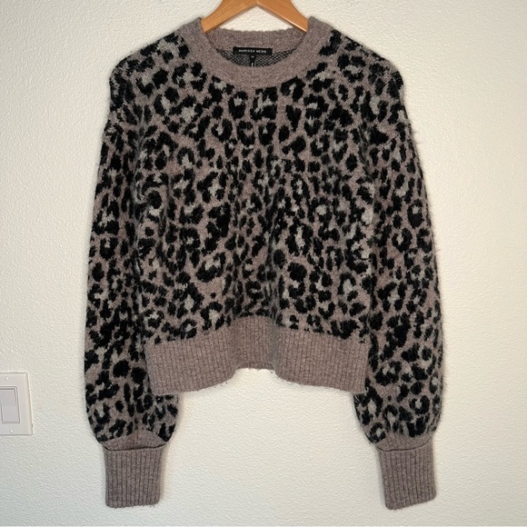 Marissa Webb Nelli Leopard Crewneck Pullover extra small - Picture 2 of 10